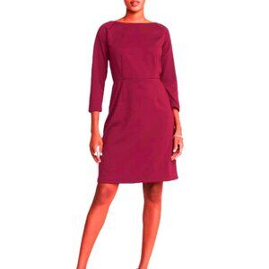 old navy midi fitted red career sheath dress with 3/4 sleeves large